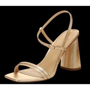 Sam Edelman Kit Gold Leather Block Heel Sandals/Sz. 9.5M EUC